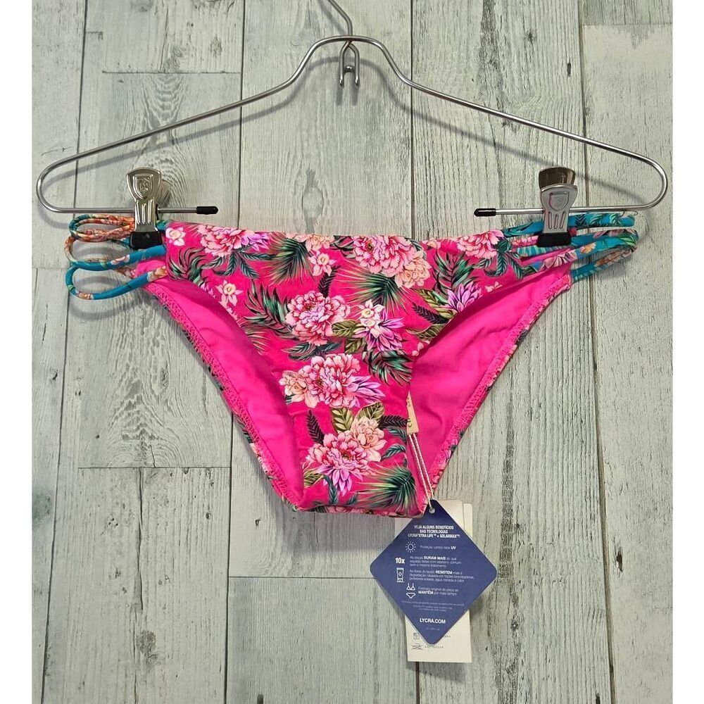 Cia.Maritima Tanga Pink Floral Bikini Bottom ONLY Sz. L (Jr)